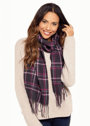 Ladies check Scarf with Tassels